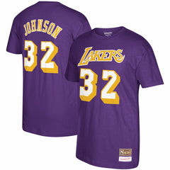 Mitchell & Ness - Magic Johnson Los Angeles Lakers Hardwood Classics Name & Number T-Shirt - Purple