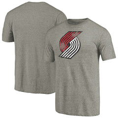NBA - Portland Trail Blazers Distressed Team Logo Tri-Blend T-Shirt - Heather Gray