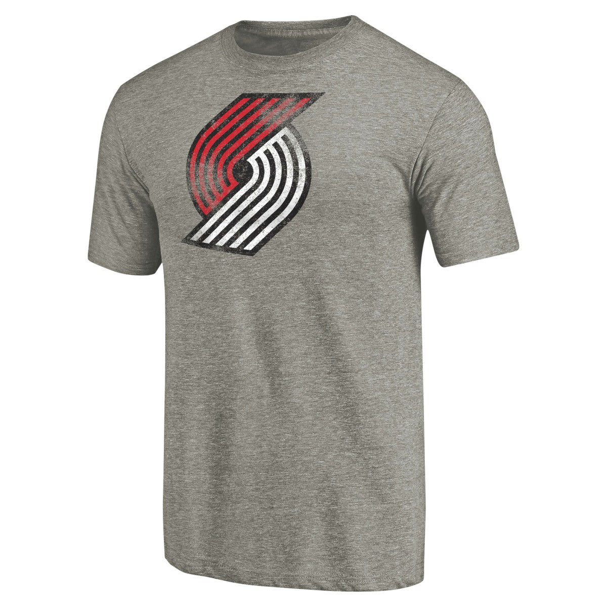 NBA - Portland Trail Blazers Distressed Team Logo Tri-Blend T-Shirt - Heather Gray