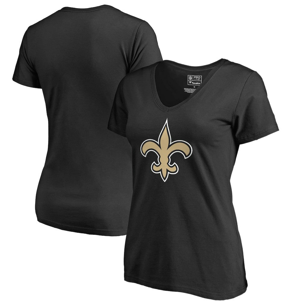 New Orleans Saints Women's Primary Team Logo V-Neck T-Shirt Black - NFL