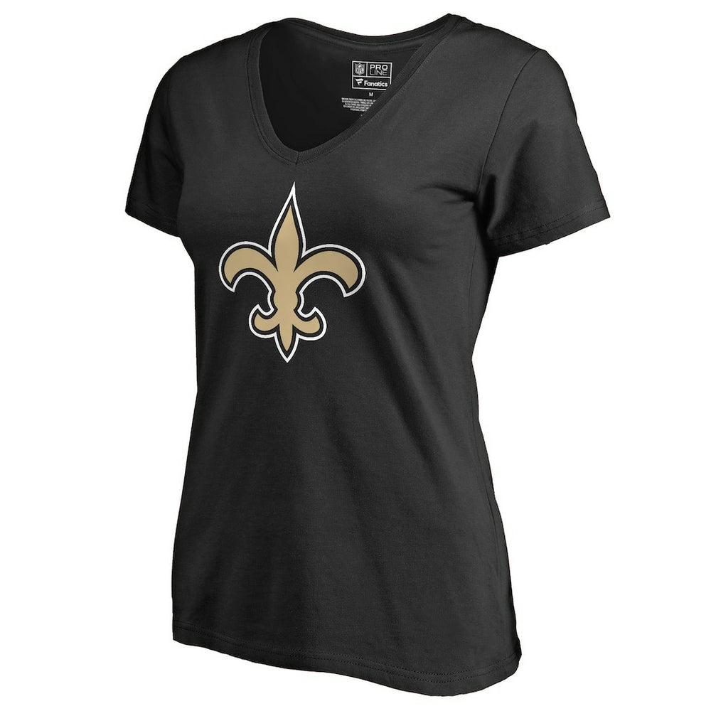 New Orleans Saints Women's Primary Team Logo V-Neck T-Shirt Black - NFL
