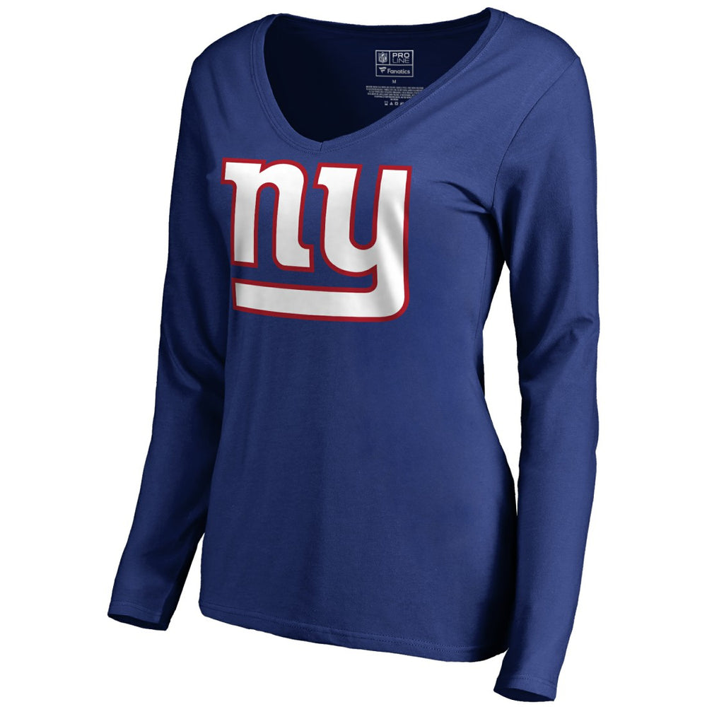 New York Giants Women's Primary Logo V-Neck Long-Sleeve T-Shirt Royal - NFL