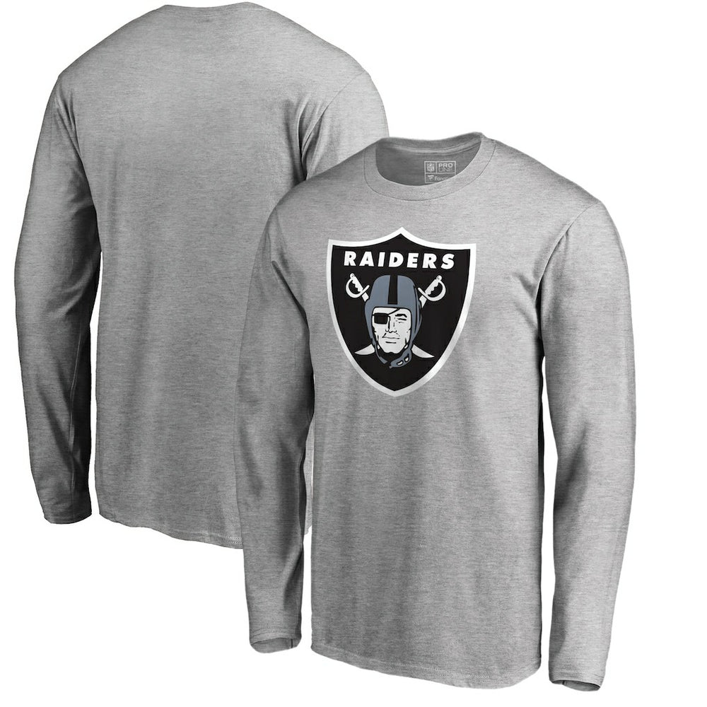Las Vegas Raiders Primary Logo Long-Sleeve T-Shirt Heathered Gray - NFL