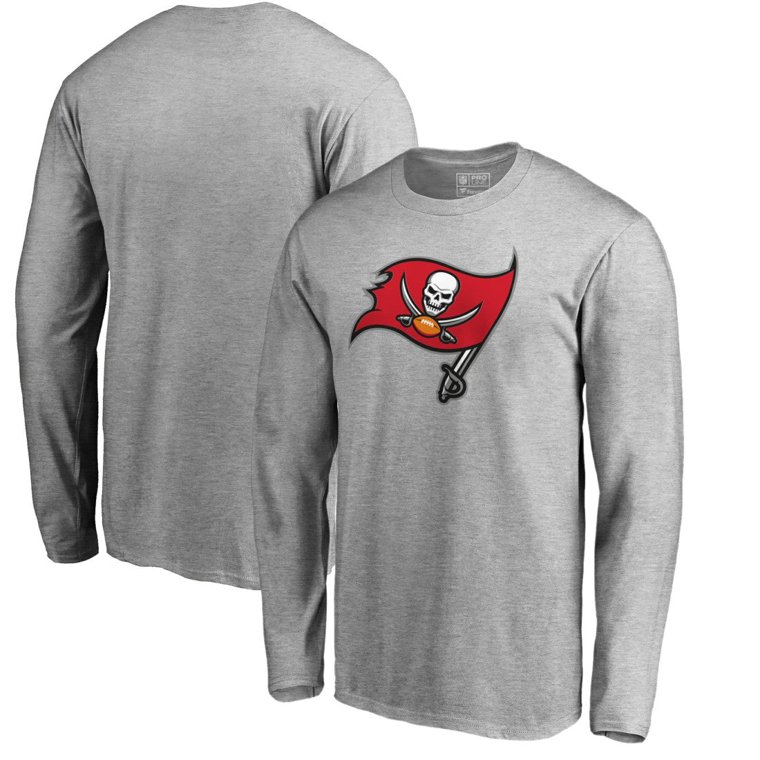 Tampa Bay Buccaneers Primary Logo Long-Sleeve T-Shirt Heathered Gray - NFL