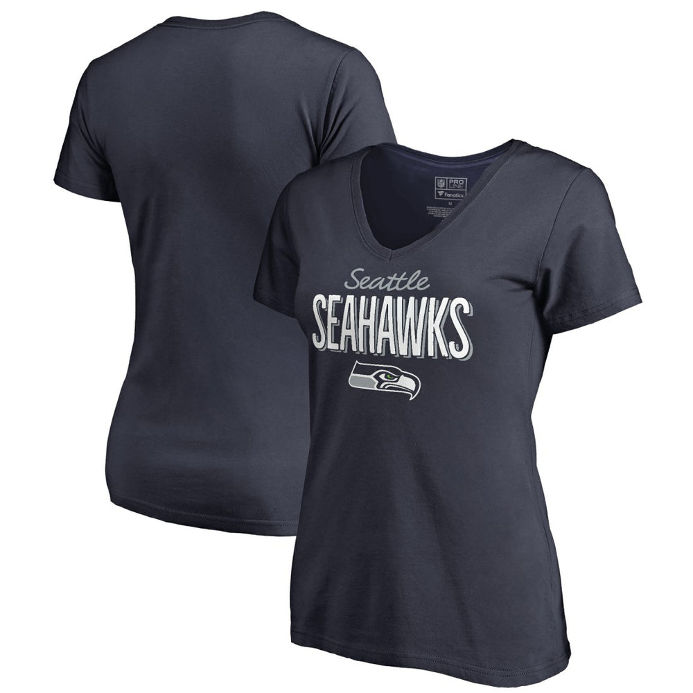 Seattle Seahawks Women's Nostalgia V-Neck T-Shirt Navy - NFL