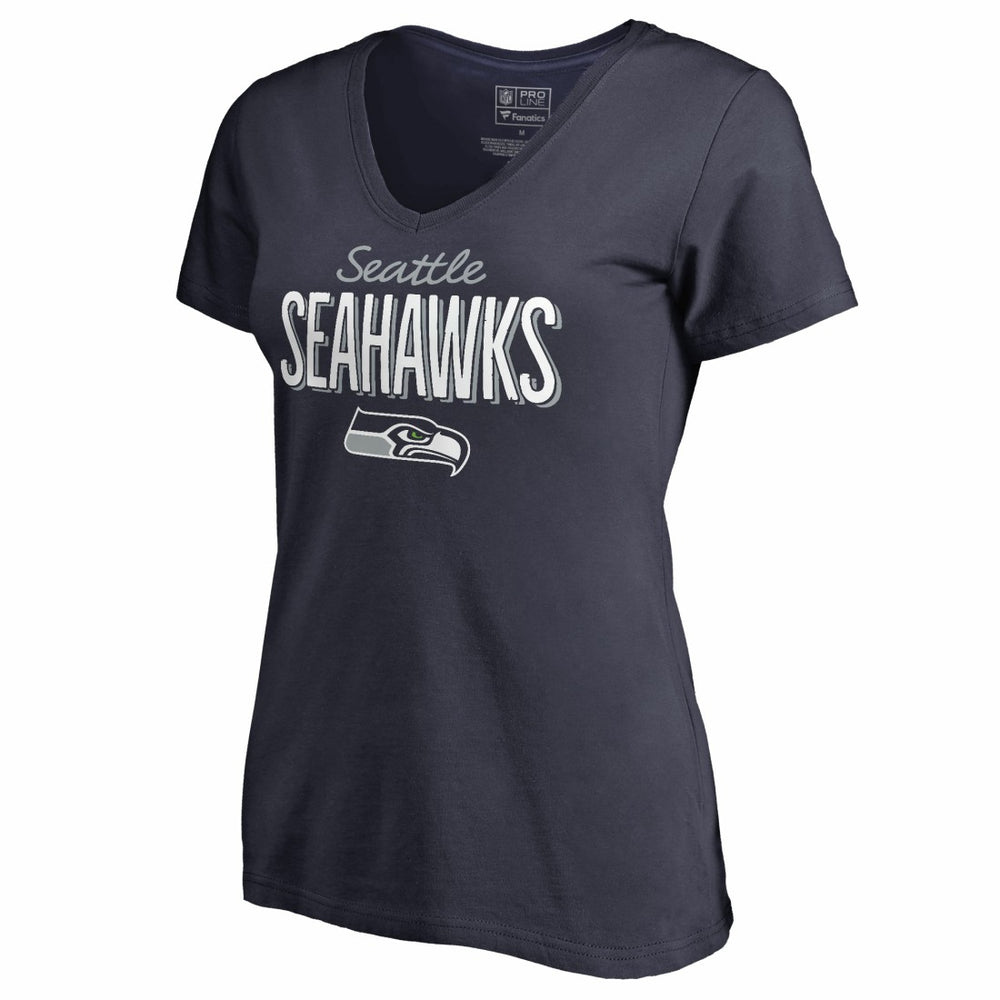 Seattle Seahawks Women's Nostalgia V-Neck T-Shirt Navy - NFL