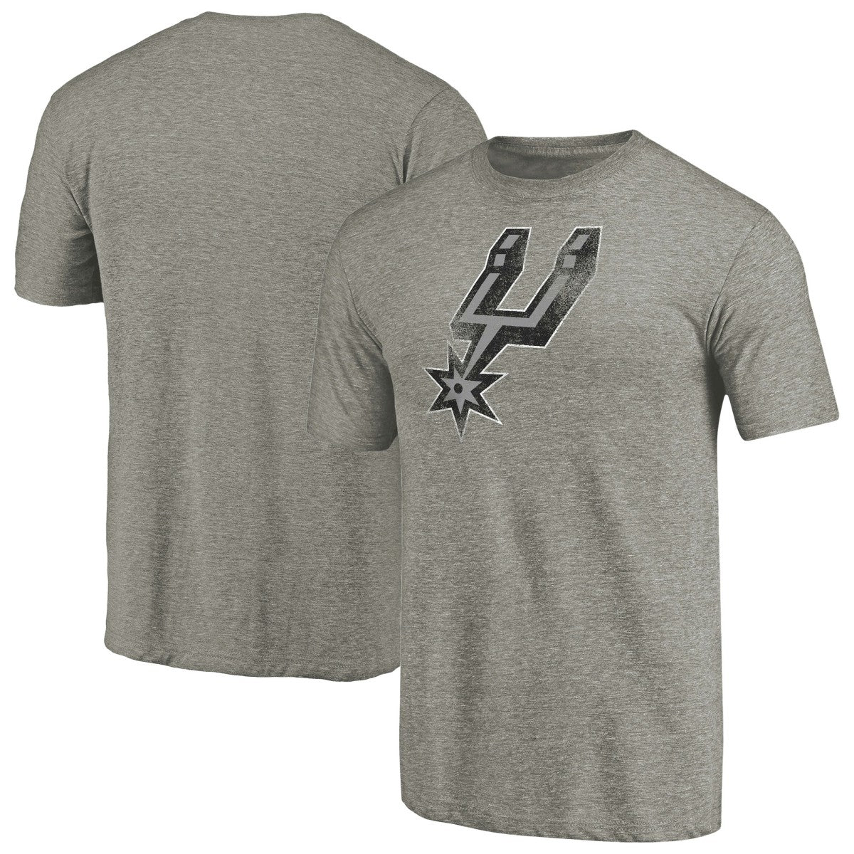 NBA - San Antonio Spurs Distressed Team Logo Tri-Blend T-Shirt - Heather Gray