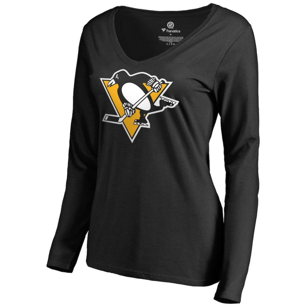 Bryan Rust Pittsburgh Penguins Women's Backer Name & Number Long Sleeve V-Neck T-Shirt Black