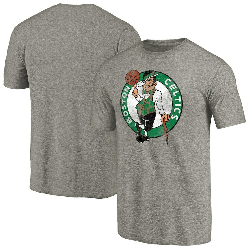 NBA - Boston Celtics Distressed Team Logo 2 Tri-Blend V-Neck T-Shirt - Heathered Gray