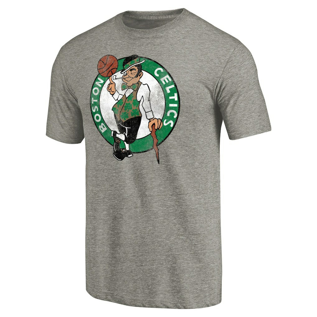 NBA - Boston Celtics Distressed Team Logo 2 Tri-Blend V-Neck T-Shirt - Heathered Gray