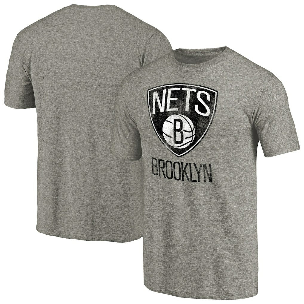 NBA - Brooklyn Nets Distressed Team Logo Tri-Blend T-Shirt - Heather Gray