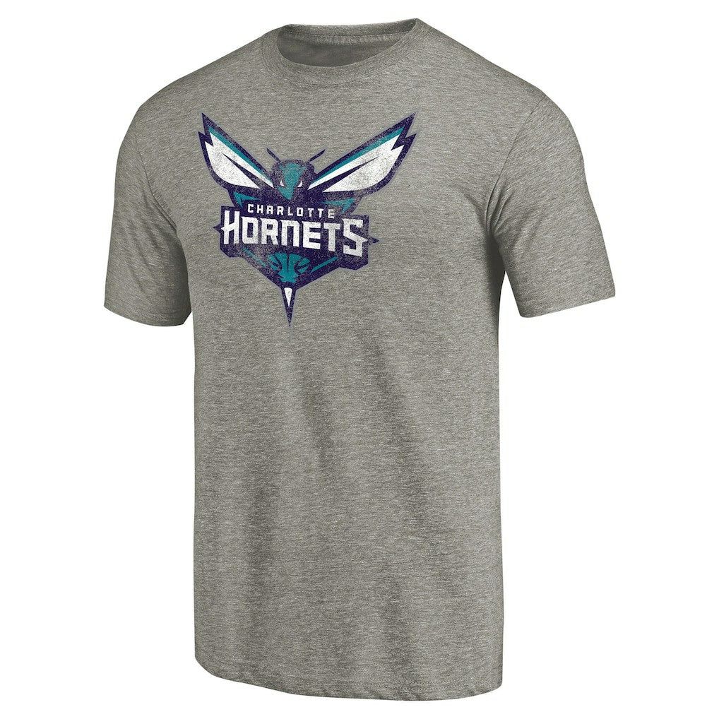 NBA - Charlotte Hornets Distressed Team Logo Tri-Blend T-Shirt - Heather Gray