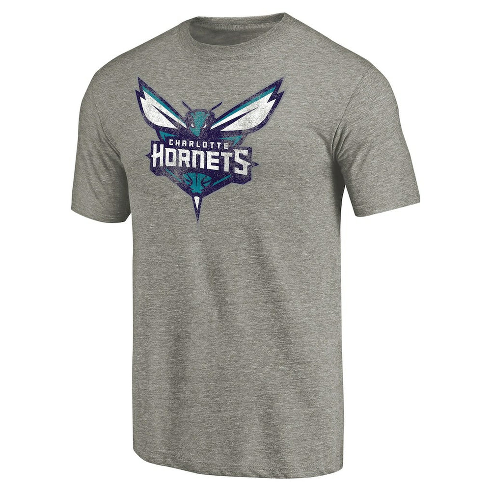 NBA - Charlotte Hornets Distressed Team Logo Tri-Blend T-Shirt - Heather Gray
