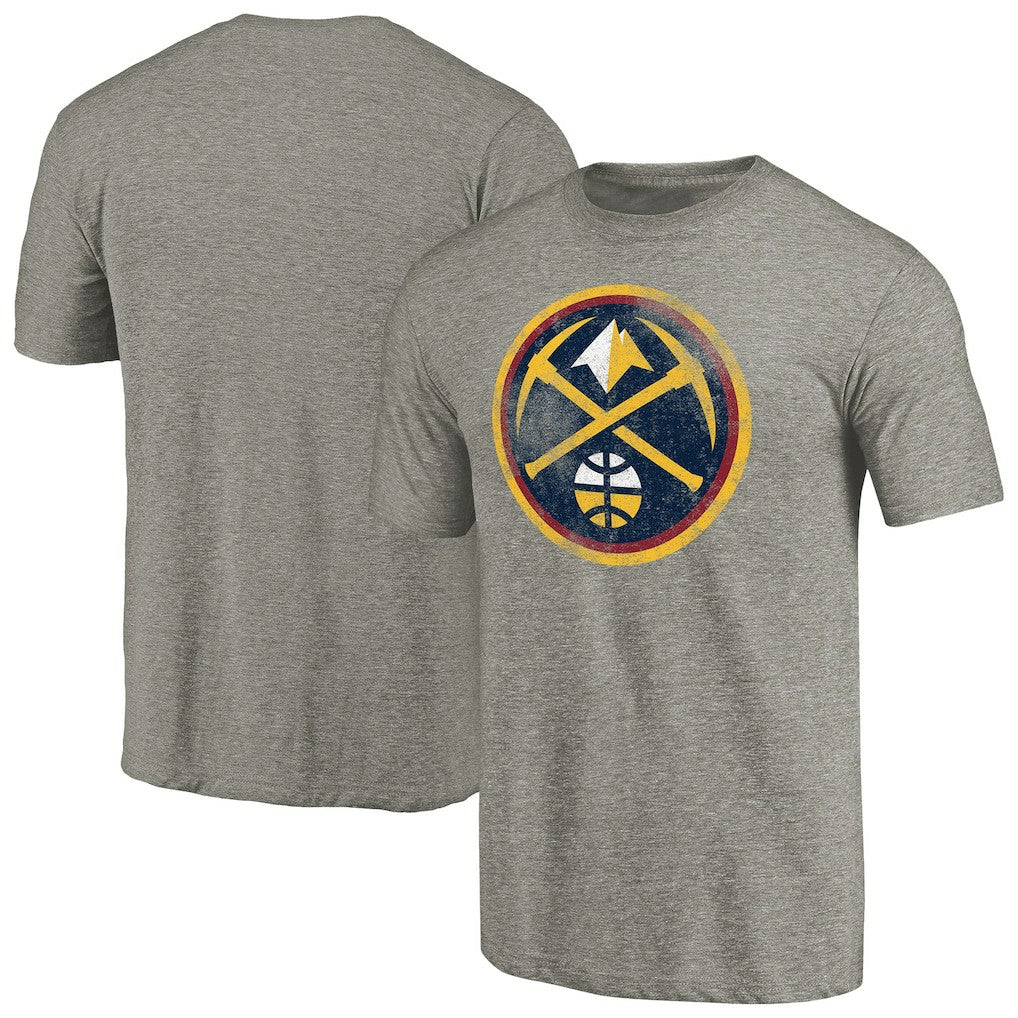 NBA - Denver Nuggets Distressed Team Logo Tri-Blend T-Shirt - Heather Gray