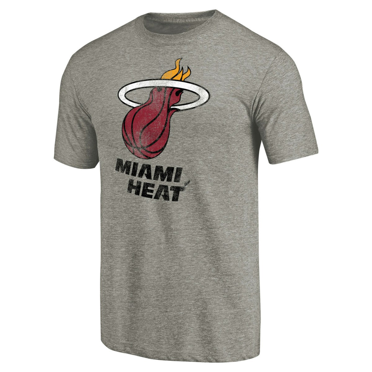 NBA - Miami Heat Distressed Team Logo Tri-Blend T-Shirt - Heather Gray