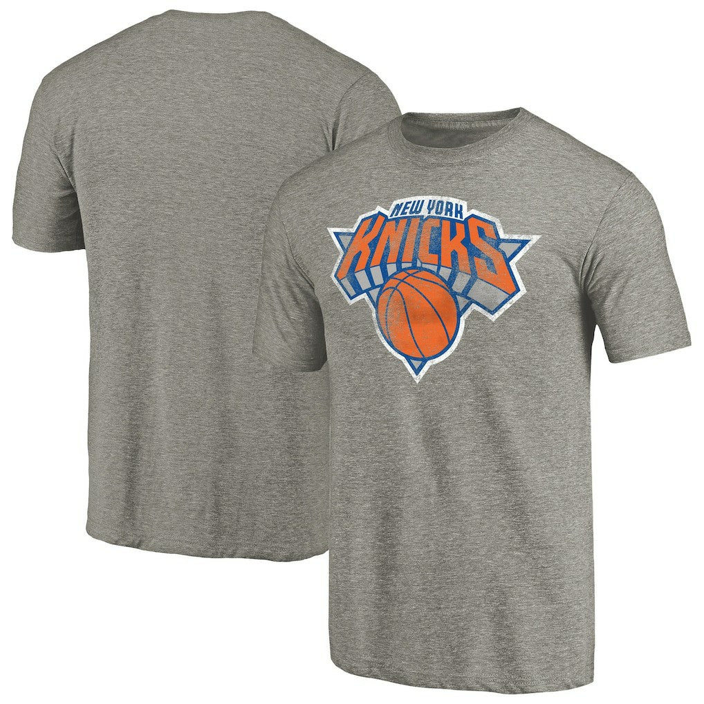 NBA - New York Knicks Distressed Team Logo Tri-Blend T-Shirt - Heather Gray