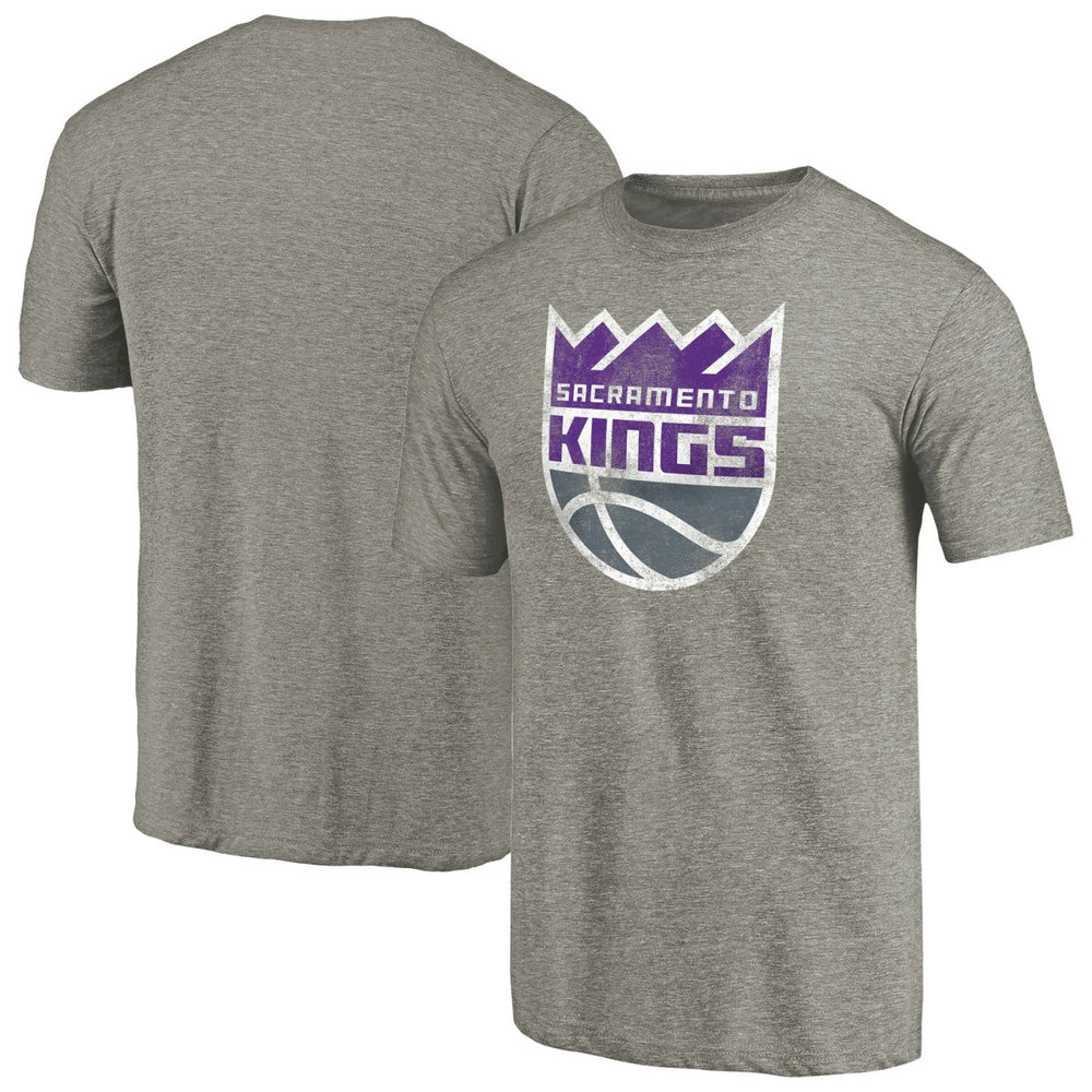 NBA - Sacramento Kings Distressed Team Logo Tri-Blend T-Shirt - Heather Gray