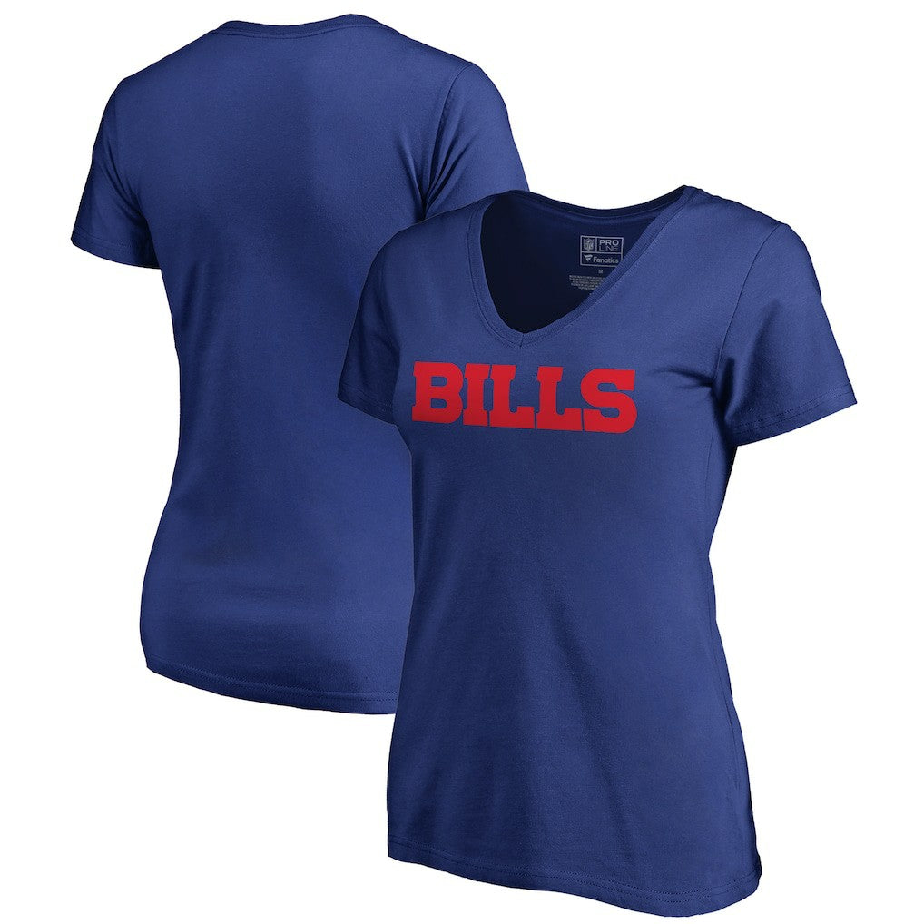 Buffalo Bills Women's Wordmark V-Neck T-Shirt Royal - NFL