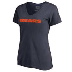 Chicago Bears Women's Wordmark V-Neck T-Shirt Navy - NFL