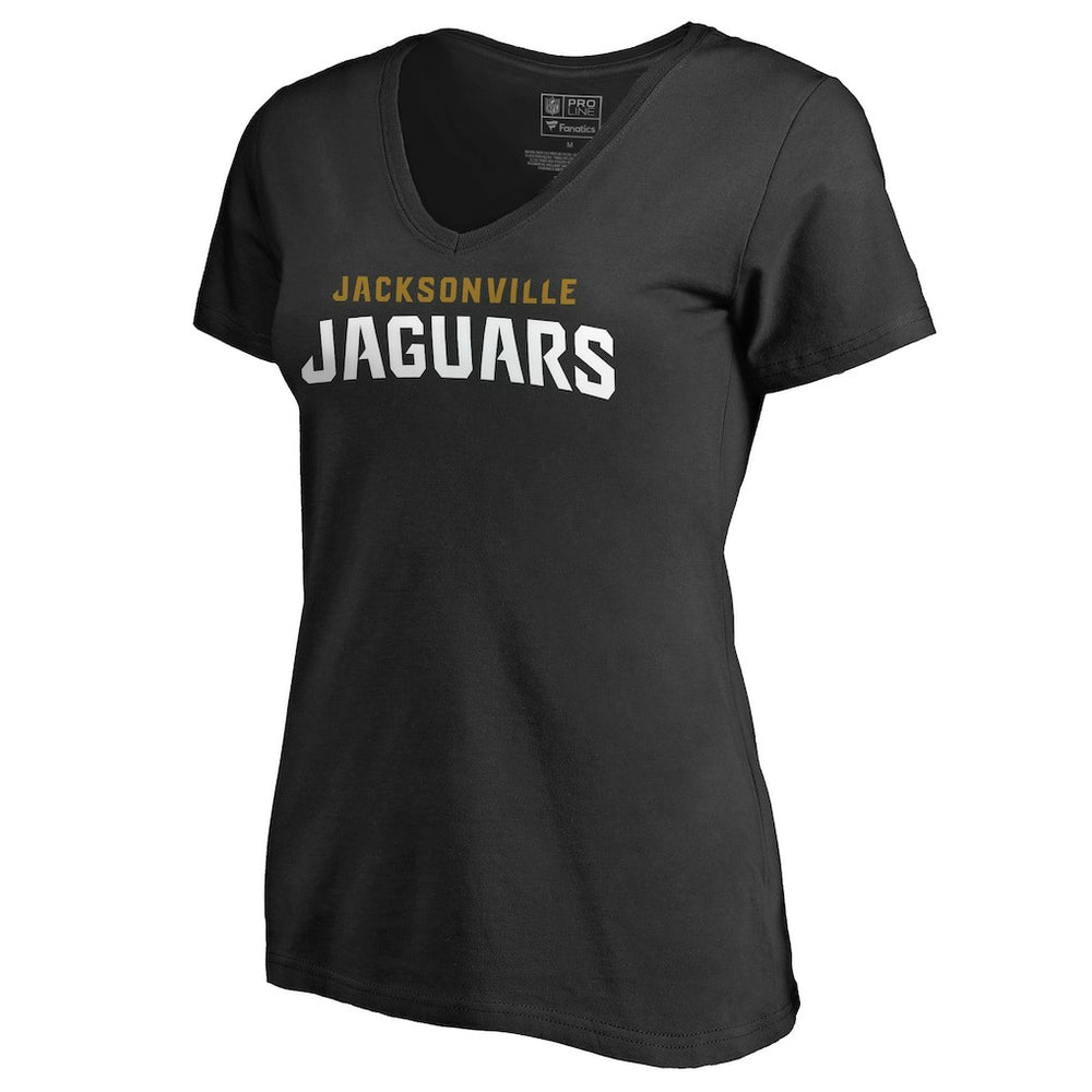 Jacksonville Jaguars Women's Wordmark V-Neck T-Shirt Black - NFL