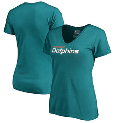 Miami Dolphins Women's Wordmark V-Neck T-Shirt Aqua - NFL