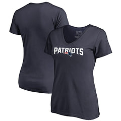 New England Patriots Women's Wordmark V-Neck T-Shirt Navy - NFL