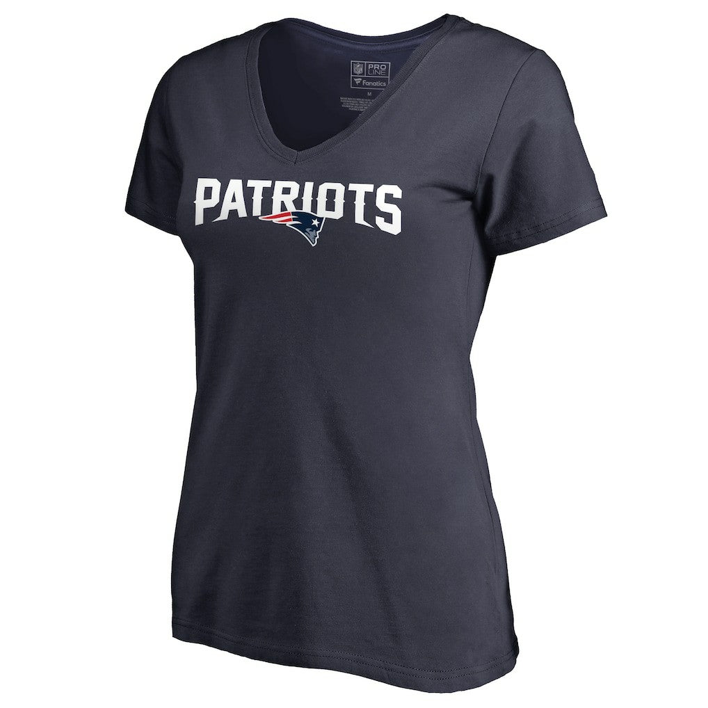 New England Patriots Women's Wordmark V-Neck T-Shirt Navy - NFL
