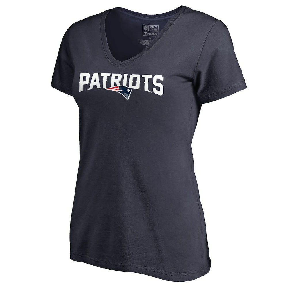 New England Patriots Women's Wordmark V-Neck T-Shirt Navy - NFL