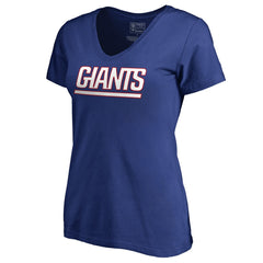 New York Giants Women's Wordmark V-Neck T-Shirt Royal - NFL