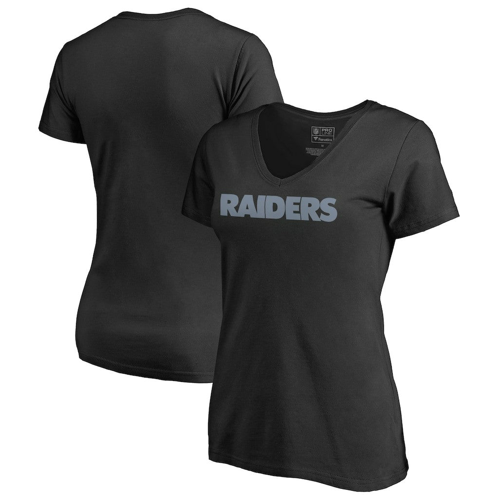 Las Vegas Raiders Women's Wordmark V-Neck T-Shirt Black - NFL