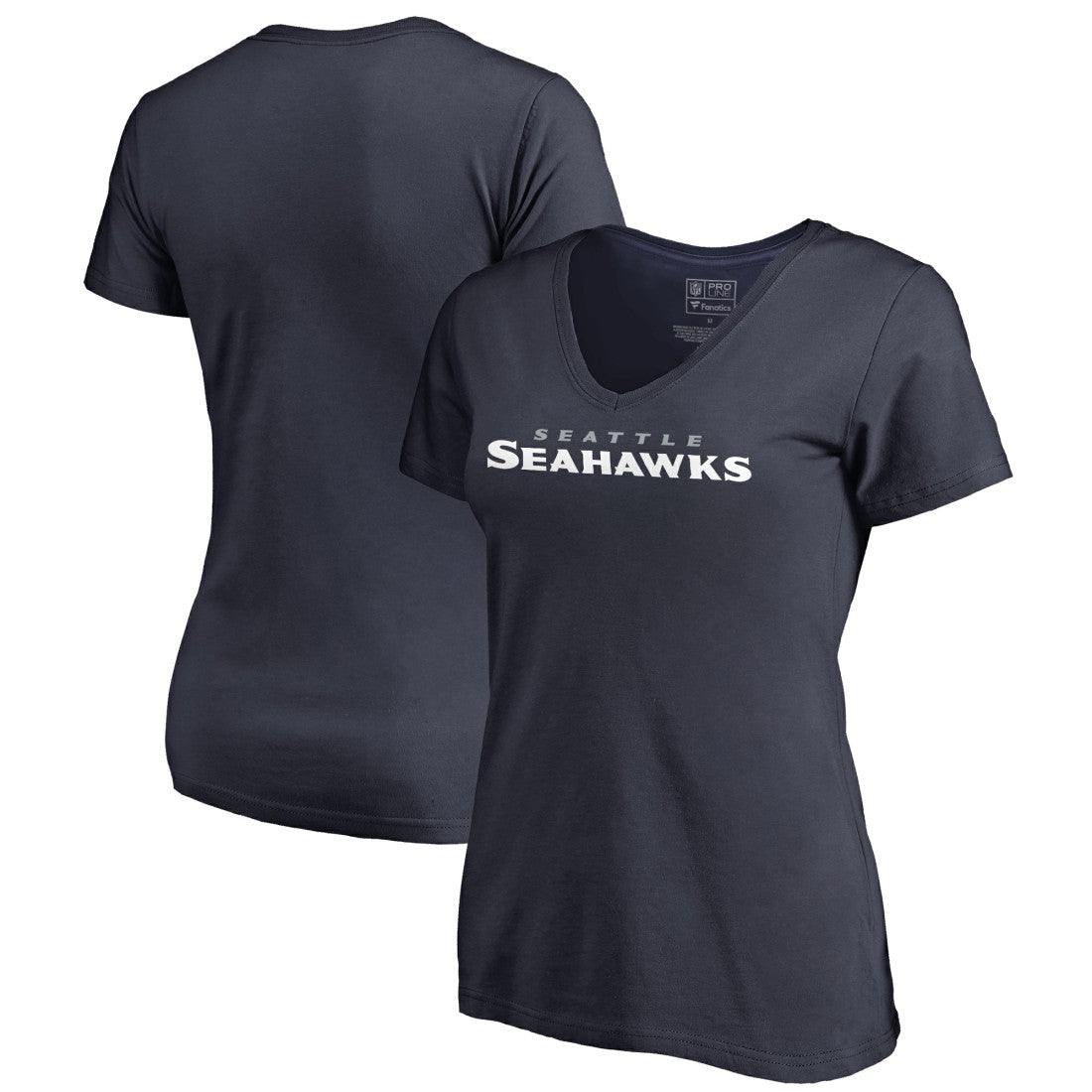 Seattle Seahawks Women's Wordmark V-Neck T-Shirt Navy - NFL