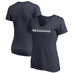 Seattle Seahawks Women's Wordmark V-Neck T-Shirt Navy - NFL