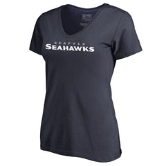 Seattle Seahawks Women's Wordmark V-Neck T-Shirt Navy - NFL