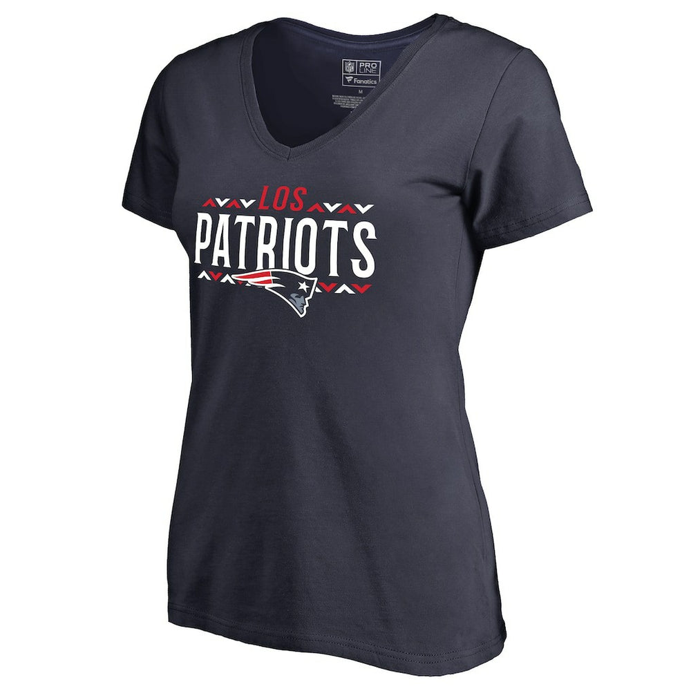 New England Patriots Women's Arriba V-Neck T-Shirt Navy - NFL