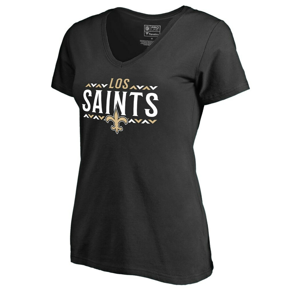 New Orleans Saints Women's Arriba V-Neck T-Shirt Black - NFL