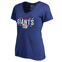 New York Giants Women's Arriba V-Neck T-Shirt Royal - NFL