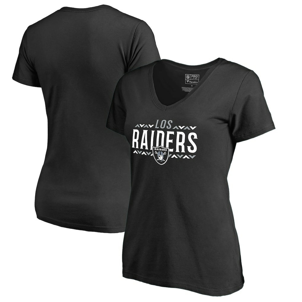 Las Vegas Raiders Women's Arriba V-Neck T-Shirt Black - NFL