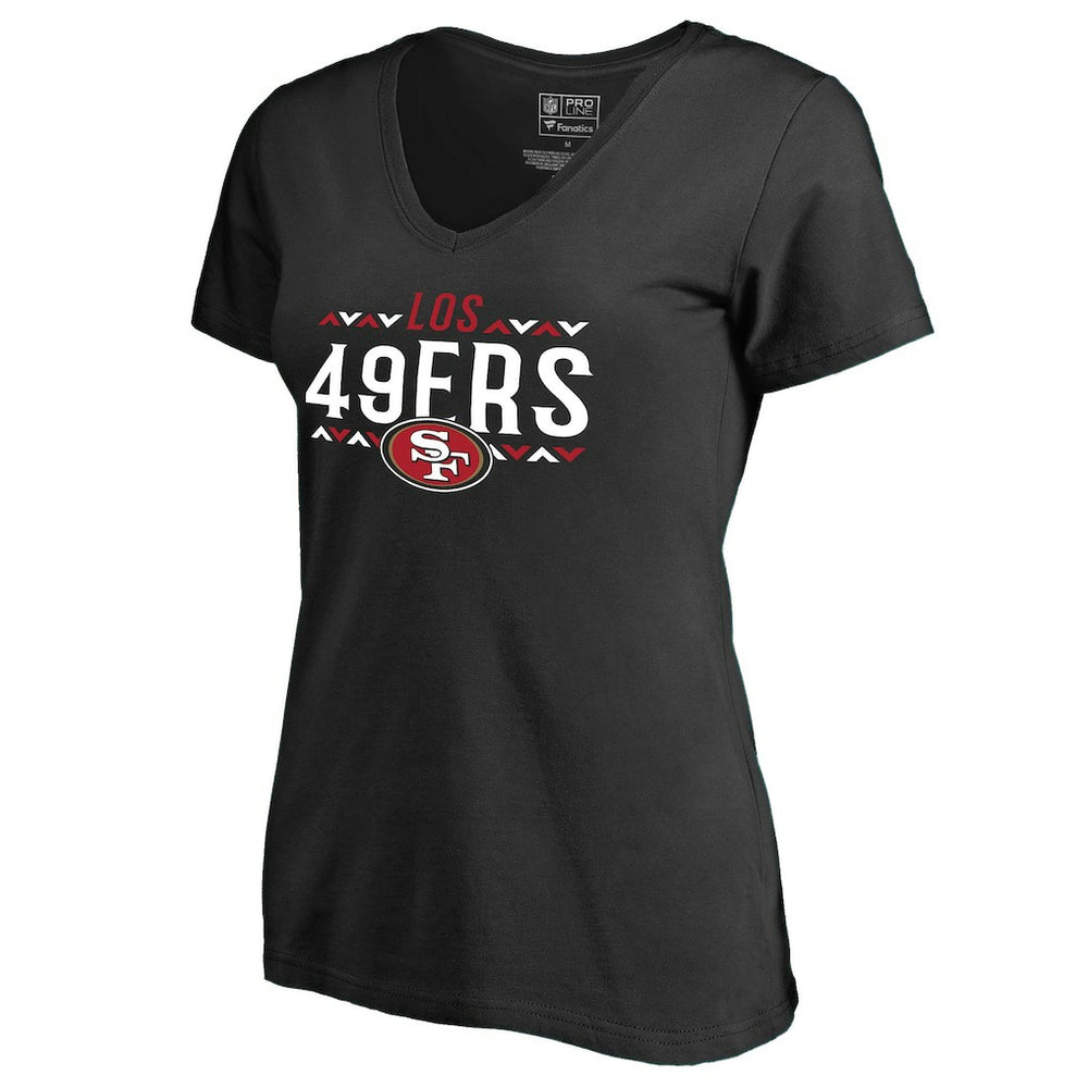 San Francisco 49ers Women's Arriba V-Neck T-Shirt Black - NFL