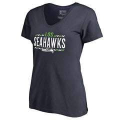 Seattle Seahawks Women's Arriba V-Neck T-Shirt Navy - NFL