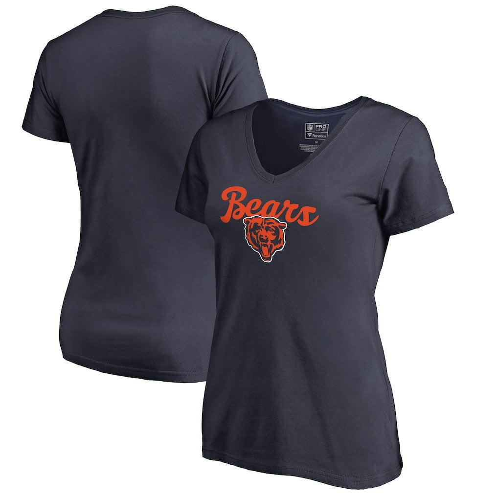 Chicago Bears Women's Freehand V-Neck T-Shirt Navy - NFL