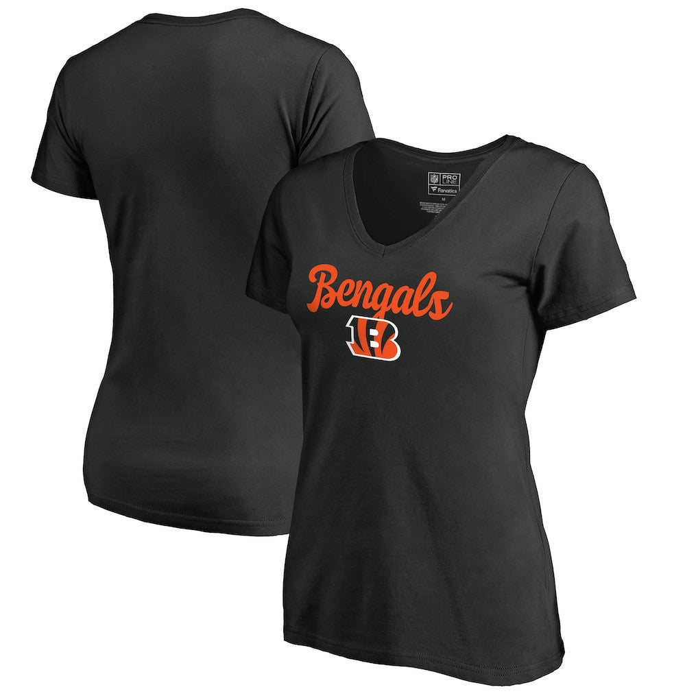 Cincinnati Bengals Women's Freehand V-Neck T-Shirt Black - NFL