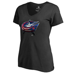 Columbus Blue Jackets - Women's Midnight Mascot V-Neck T-Shirt Black