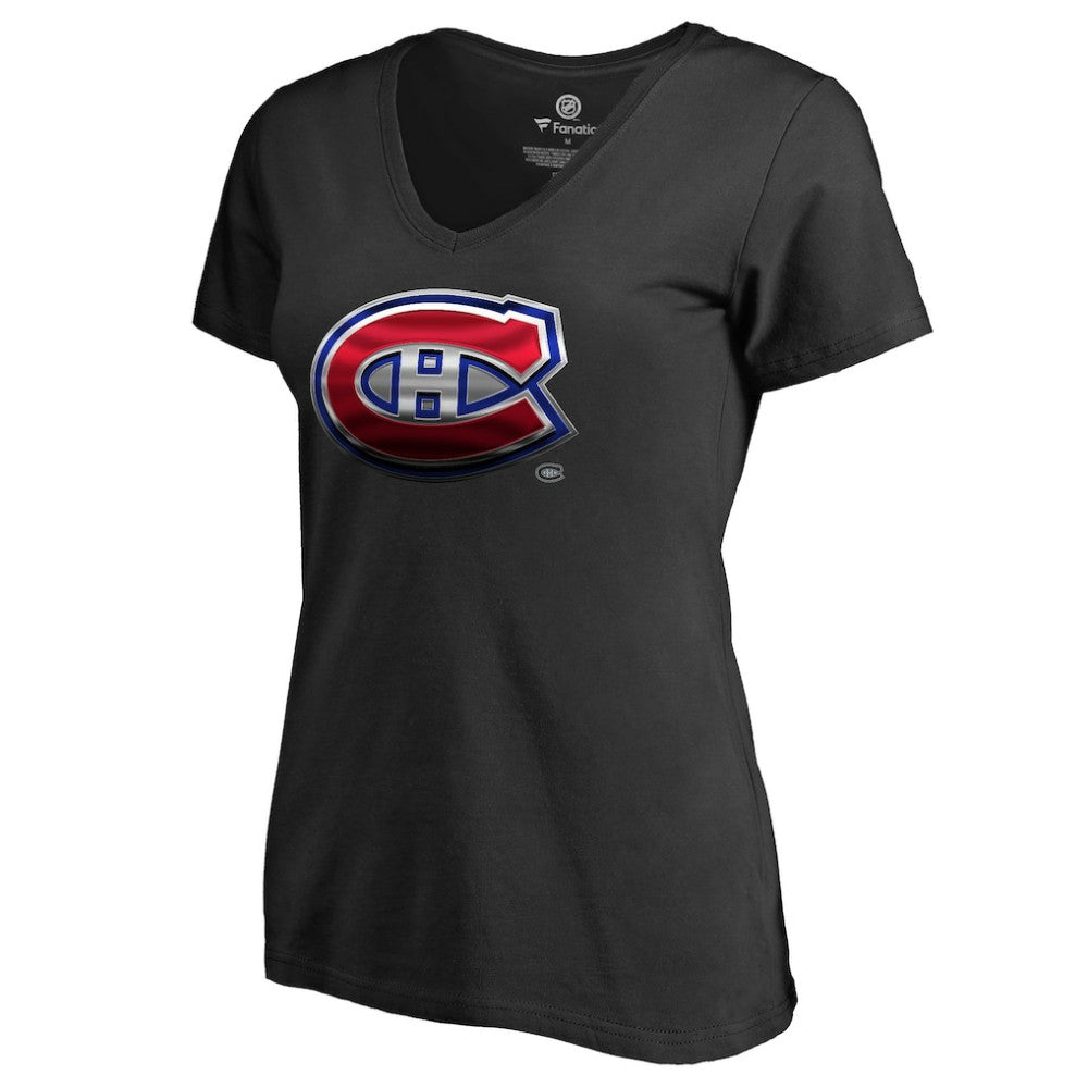 Montreal Canadiens - Women's Midnight Mascot V-Neck T-Shirt Black