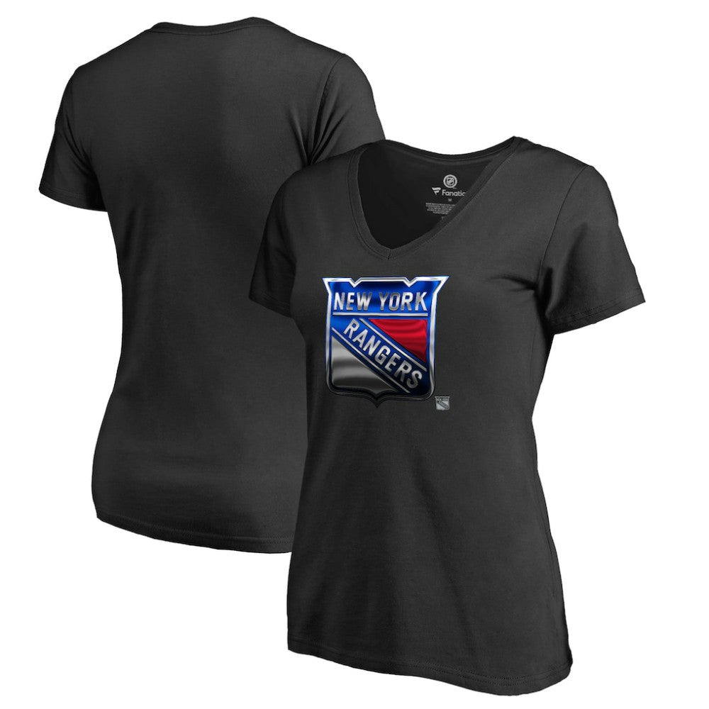 New York Rangers Women's Midnight Mascot V-Neck T-Shirt Black