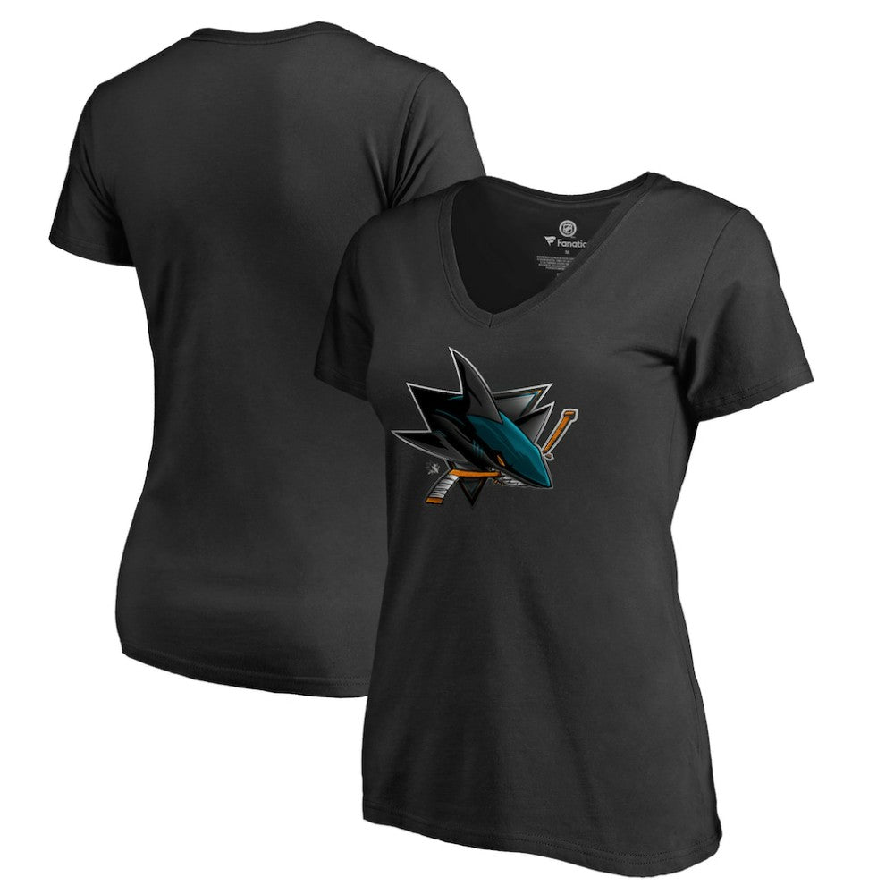 San Jose Sharks - Women's Midnight Mascot V-Neck T-Shirt Black