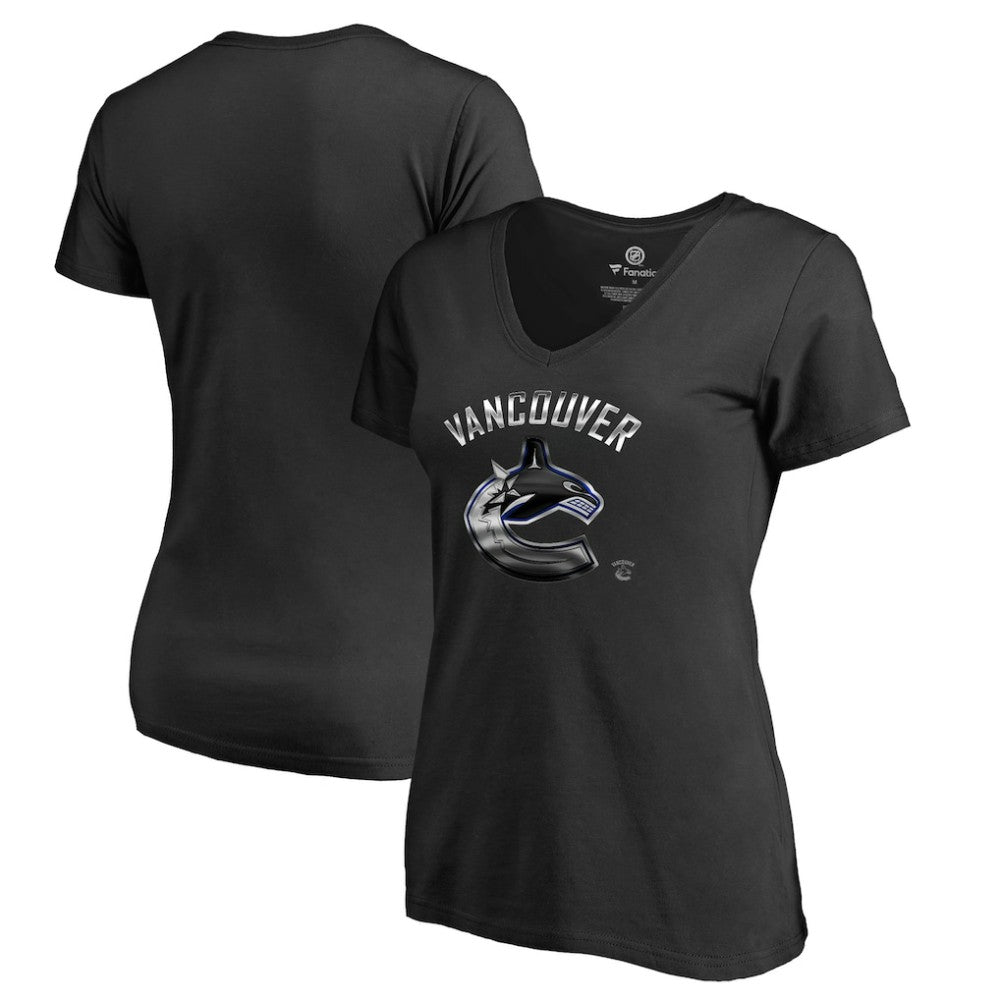 Vancouver Canucks - Women's Midnight Mascot V-Neck T-Shirt Black