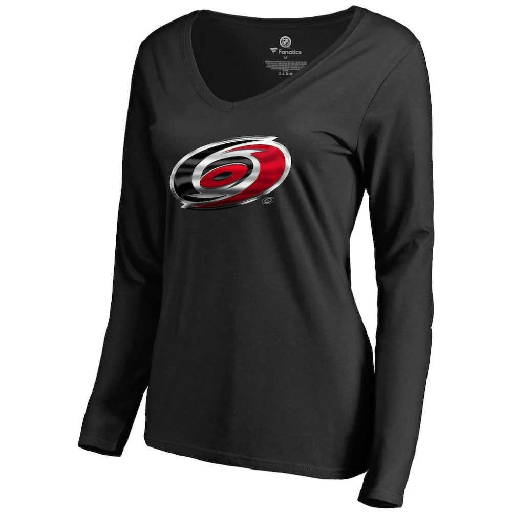Carolina Hurricanes - Women's Midnight Mascot Long Sleeve V-Neck T-Shirt Black