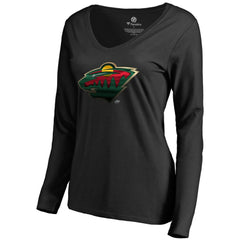 Minnesota Wild - Women's Midnight Mascot Long Sleeve V-Neck T-Shirt Black
