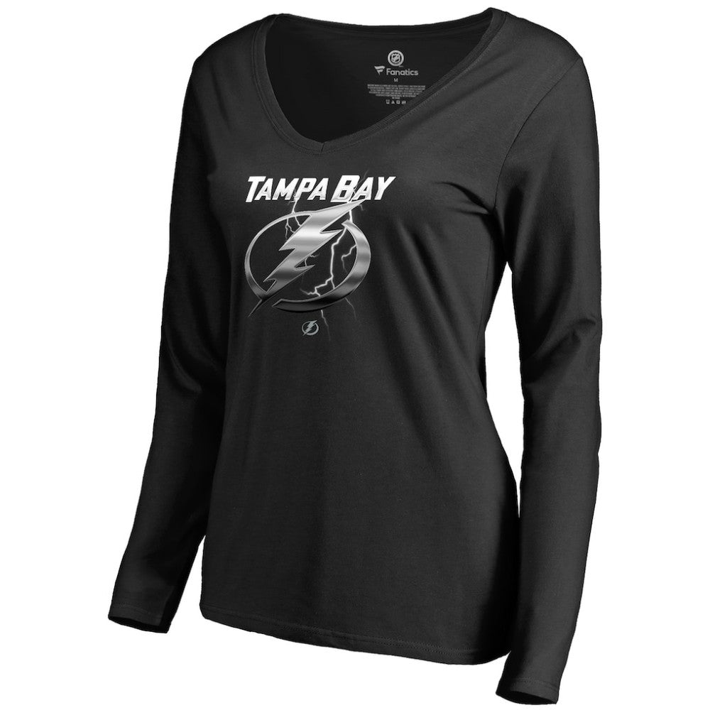 Tampa Bay Lightning - Women's Midnight Mascot Long Sleeve V-Neck T-Shirt Black