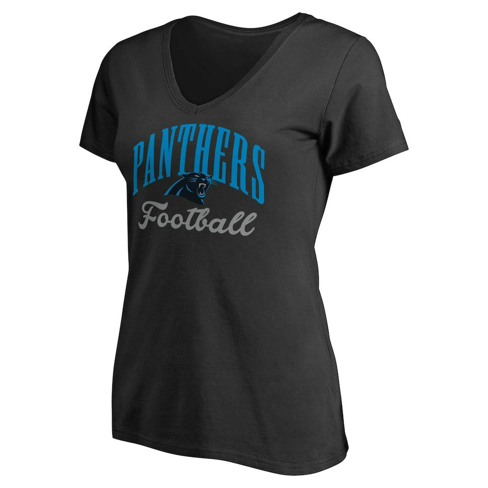 Carolina Panthers Women's Victory Script V-Neck T-Shirt -Black - NFL